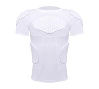 Maglietta sportiva da uomo, traspirante, protezione dagli urti, protezione completa, a compressione, protezione dagli impatti, per calcio, basket, paintball, rugby, ciclismo, baseball, bianco, L