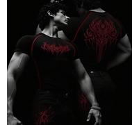 Maglietta sportiva estiva da uomo a maniche corte con stampa all-over, scollo rotondo, adatta per palestra, lotta, muscoli, compressione, grafica, taglia S L,M,S,XL,XXLGeometrico,LettereTessuto