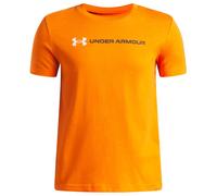 Maglietta sportiva per bambini Under Armour UA B Logo Wordmark SS Outrageous Orange Dimensione per bambini: 128-134 / Colore: arancione