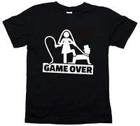 Maglietta Sposo Tshirt Game Over Addio al Celibato Simpatica Umoristica Amici spedizione Express (XXL, Nero)