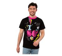 Maglietta Stampata Anni '80 Top Adulto Retro Disco Costume Elegante Nero