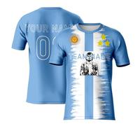 Maglietta stampata da calcio Maradona per ragazzi adulti, Diego - T-shirt Maradona da uomo, maglietta argentina, maglia da calcio personalizzata con nome della squadra, Blu, S