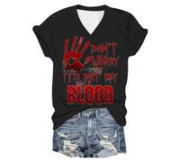 Maglietta stampata da donna, a maniche corte, girocollo, top, camicetta a rete, neon, Rosso anguria., XL