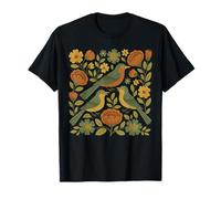 Maglietta Stile Folk Art Uccello Boho Fiori Selvatici botanico Uccello Maglietta