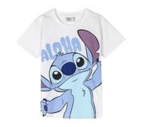 Maglietta Stitch Bambina Disney Bianca Manica Corta Aloha per Bambino e Bambina