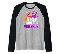 Maglietta Stop per la violenza Domestica - consapevolezza della violenza Domestica Maglia con Maniche Raglan