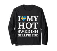 Maglietta Svedese da Uomo I Love My Hot Swedish Girlfriend Maglia a Manica