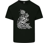 Maglietta T-Shirt Cotone Uomo Skull Crown Biker Gothic Heavy Metal