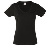 Maglietta T-Shirt Donna Fruit of the Loom In Cotone Piana Con Collo A V
