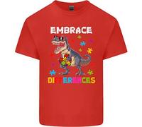 Maglietta T-Shirt Per Bambini E Bambine Autistici T-Rex Abbraccia Le Differenze