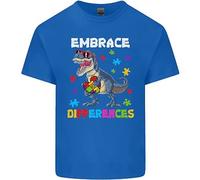Maglietta T-Shirt Per Bambini E Bambine Autistici T-Rex Abbraccia Le Differenze