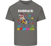 Maglietta T-Shirt Per Bambini E Bambine Autistici T-Rex Abbraccia Le Differenze