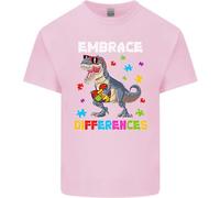 Maglietta T-Shirt Per Bambini E Bambine Autistici T-Rex Abbraccia Le Differenze