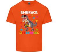 Maglietta T-Shirt Per Bambini E Bambine Autistici T-Rex Abbraccia Le Differenze