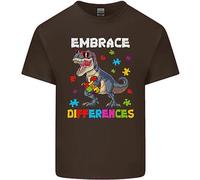 Maglietta T-Shirt Per Bambini E Bambine Autistici T-Rex Abbraccia Le Differenze