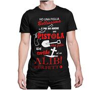 Maglietta T-Shirt per la Festa del papà Maglia con Scritta papà Geloso Un Alibi Perfetto Idea Regalo Colore Nera Taglia XXL