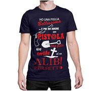 Maglietta T-Shirt per la Festa del papà Maglia con Scritta papà Geloso Un Alibi Perfetto Idea Regalo Colore Blu Navy Taglia XL