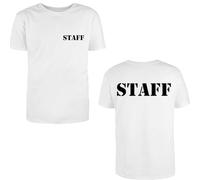 Maglietta T-Shirt Staff, Maglia Uomo per Team di Lavoro, Personalizzata con Stampa Fronte-Retro Scritta Staff, Colore e Taglia selezionabili (IT, Testo, XL, Regular, Regular, Nero)