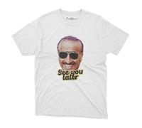Maglietta t-Shirt Uomo - See You Later dogui milanese Cinema Italiano Anni 90 Regalo Simpatico Scritta Divertente Marito Fidanzato collega Capo (IT, Testo, S, Regular, Regular, Colore Bianco)