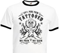 Maglietta Tatuato Pain Tattoo Tatuaggio Old School Calavera Ink Inked Classe