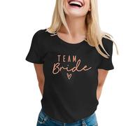 Maglietta Team Bride Donna T-Shirt Addio al NubiIato Divertente per Sposa e Amiche - Magliette Coordinabili Hen Party in Cotone con Stampa Glitterata - Idea Regalo Matrimonio (A04-Black, L)