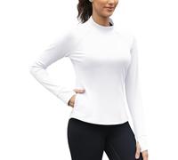 Maglietta termica da donna, a maniche lunghe, con due tasche, in pile, a maniche lunghe, per sport, traspirante, funzionale, lunga corsa