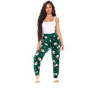 Maglietta termica da uomo, comodi pantaloni da jogging da donna, elastico a vita alta, motivo elegante, stampato, super morbidi pantaloni invernali da sci, verde, L