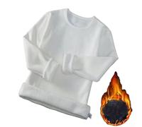 Maglietta termica da uomo foderata in pile a maniche lunghe, girocollo, vestibilità aderente, per le giornate fredde (3XL bianco)