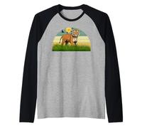 Maglietta Tigre Spirito Carino Tigre Viso Animale Selvaggio Colorato Maglia con Maniche Raglan
