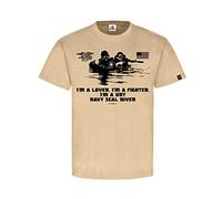 Maglietta UDT Navy Seal Diver I'm a Lover, I'm a Fighter Lone Survivor USA #32167 sabbia XL