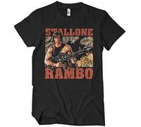Maglietta ufficiale Rambo Jungle Djungle Sylvester Stallone uomo donna unisex top t-shirt, Nero , M