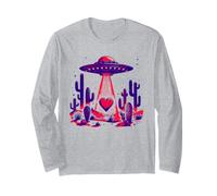 Maglietta UFO Beaming Up Heart Desert Alien Abduction Maglia a Manica