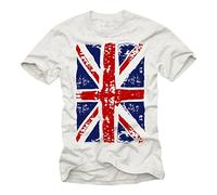 Maglietta UK Uomo Union Jack T-Shirt Bandiera Inglese Bianco S