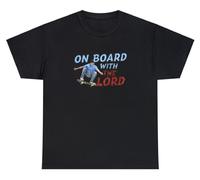 Maglietta umoristica con scritta in inglese "On Board with The Lord", con scritta in lingua inglese "On Board with The Lord", Nero, L