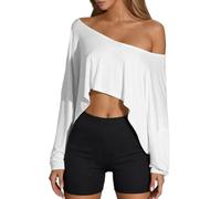 Maglietta, Una A Maniche Lunghe in Tinta Unita per Le Donne, alla Moda E Casual, con Spalle Scoperte E Snellente., Taglie Grandi Disponibili