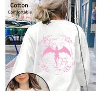 Maglietta unisex a costine 100% cotone, moda con stampa in inglese e drago cartoni animati, sportiva, morbida e confortevole a maniche corte, adatta per primavera/estate e tutte le stagioni L,M,S,XL,X