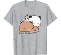 Maglietta unisex con panda Kawaii con scritta "Hug Bubu and Dudu Love is Being Lazy Pogether", regalo divertente per San Valentino, Grigio, S