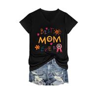 Maglietta unisex con scollo a V e scritta "Best Mom Ever Shirt Best Mom Ever", Nero , S