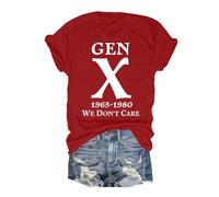 Maglietta unisex con scritta "Gen X" sarcastica - Maglietta Statement per la generazione X (1965-1980) | Divertente top retrò con il motto 'We Don't Care', Stil_e06 rosso, XL