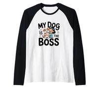 Maglietta Unisex con Scritta My Dog Is Boss Maglia con Maniche Raglan