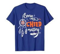 Maglietta unisex Every Child Matters con acchiappasogni - Orange Day Shirt per sostenere le comunità indigene | Maglietta dichiarativa per la consapevolezza e la solidarietà, Stil_p02 blu, L