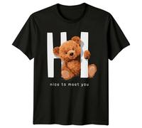 Maglietta unisex HI Nice To Meet You Teddy Bear Animals uomo donna grafica