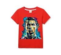 Maglietta unisex per bambini con supporto Siuu ispirata al calcio n. 7, 100% cotone, maglietta per ragazzo e ragazza, Rosso, 9-10 Anni