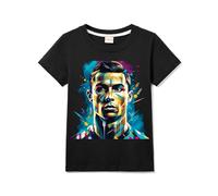 Maglietta unisex per bambini con supporto Siuu ispirata al calcio n. 7, 100% cotone, maglietta per ragazzo e ragazza, Nero , 9-10 Anni