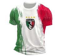 Maglietta Uomo Bandiera Italia Emblema Maglietta T-Shirt Manica Corta Magliette Basic Casual Tee T Shirt per Sport Hip-Hop Palestra Elasticizzato e Traspirante, Festa della Repubblica Italiana