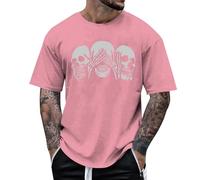 Maglietta Uomo Bones Guarda e Ascolta Stampa Grafica Giacche Halloween Design Unico T Shirt Casual Moda Adulti novità Collezione (Rosa, XXL)