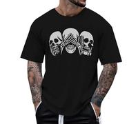 Maglietta Uomo Bones Guarda e Ascolta Stampa Grafica Giacche Halloween Design Unico T Shirt Casual Moda Adulti novità Collezione (Nero, M)