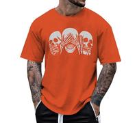 Maglietta Uomo Bones Guarda e Ascolta Stampa Grafica Giacche Halloween Design Unico T Shirt Casual Moda Adulti novità Collezione (Arancia, S)
