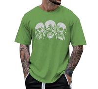 Maglietta Uomo Bones Guarda e Ascolta Stampa Grafica Giacche Halloween Design Unico T Shirt Casual Moda Adulti novità Collezione (Verde, XL)