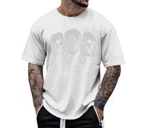 Maglietta Uomo Bones Guarda e Ascolta Stampa Grafica Giacche Halloween Design Unico T Shirt Casual Moda Adulti novità Collezione (Bianco, 3XL)